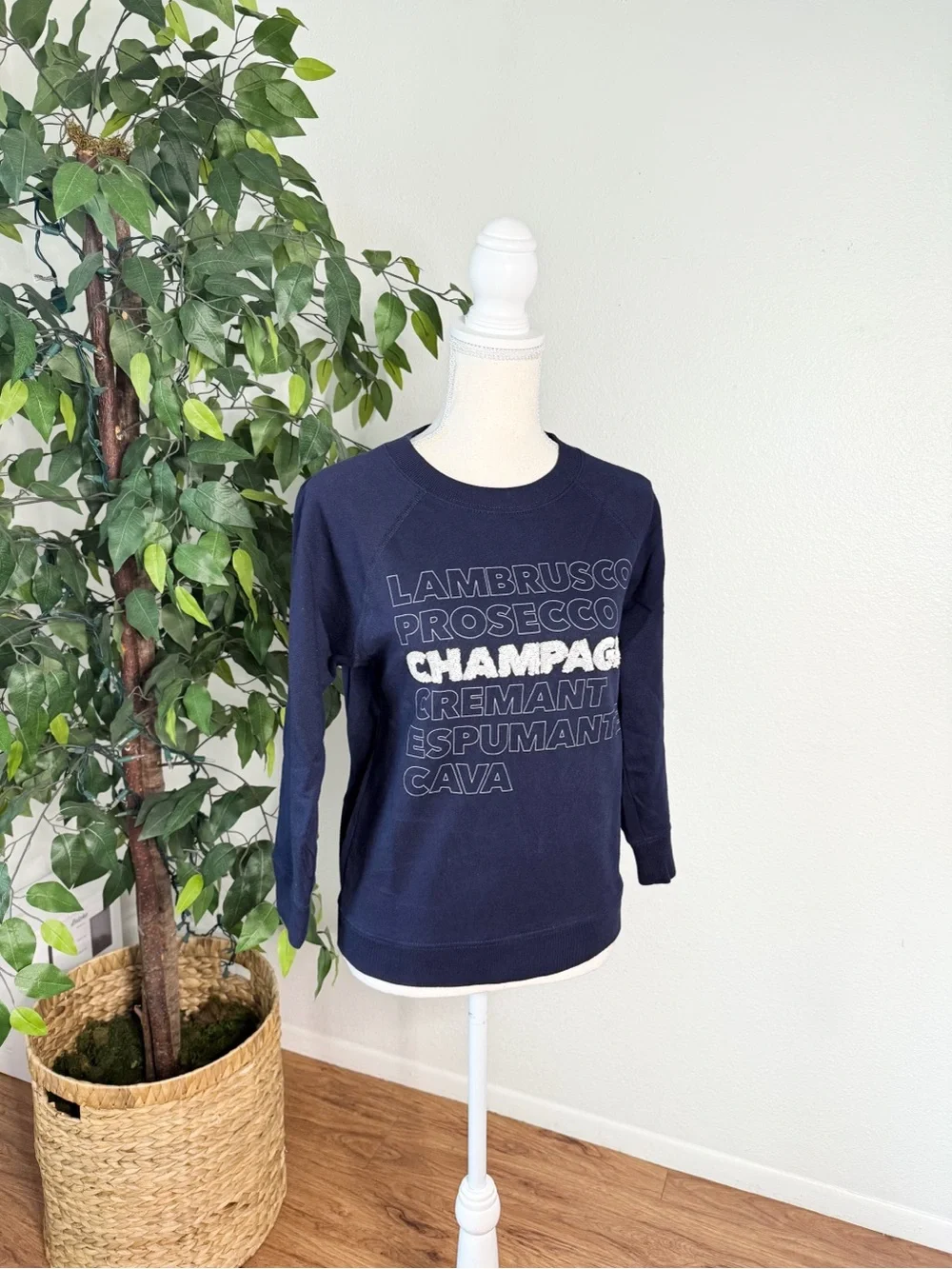 J.Crew Champagne Sequin Graphic Sweatshirt Navy Size XS